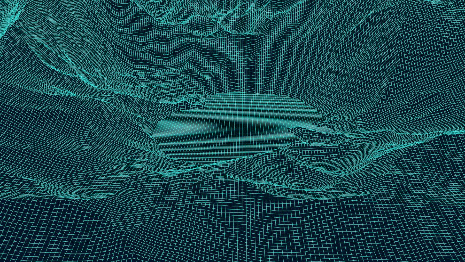 Vector wireframe 3d landscape with an abstract lake. Technology grid illustration. Network of connected dots and lines.