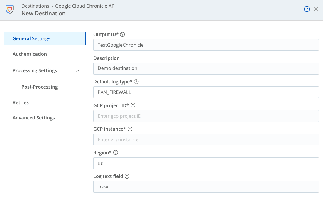 Screenshot - SecOps Cribl General Settings