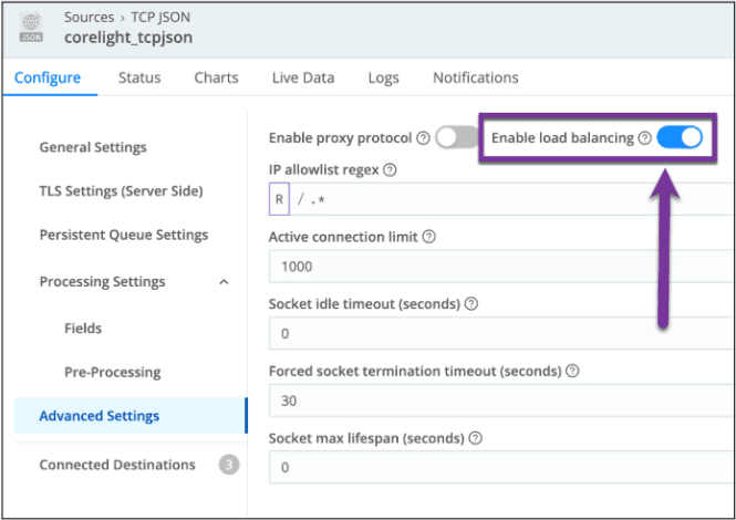 Make sure to enable 'TCP Load balancing' under advanced settings: