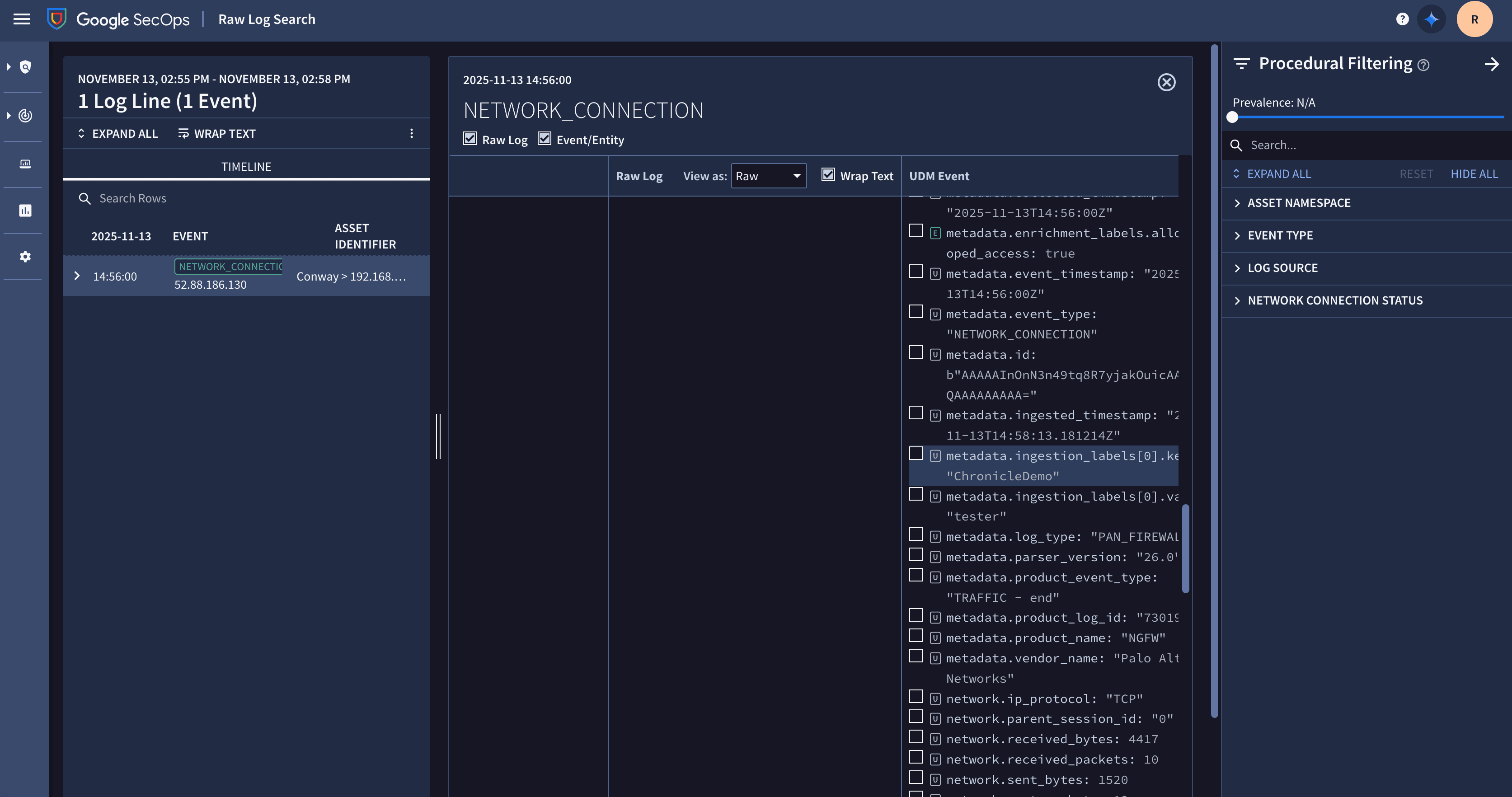 Screenshot - SecOps Event View