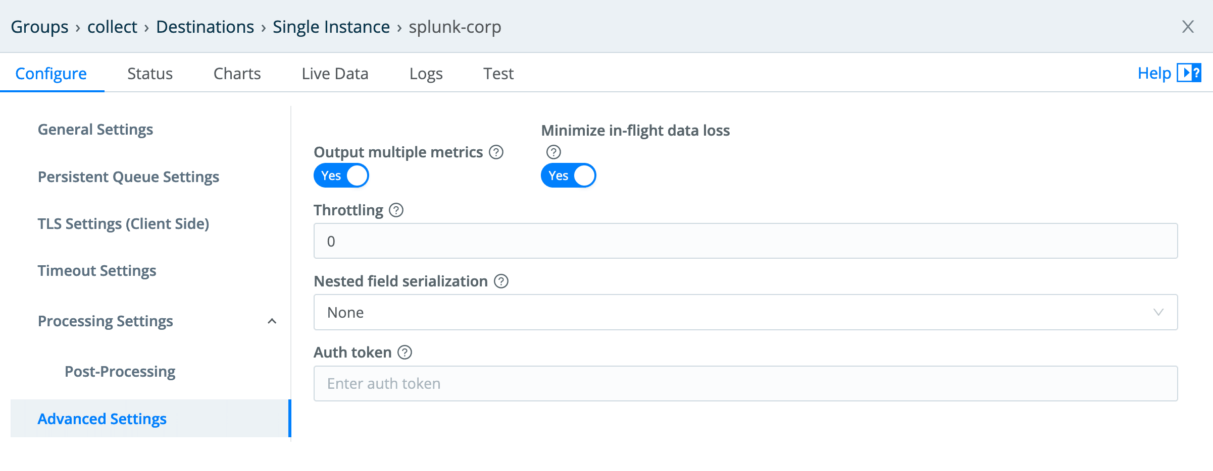 splunk-advanced-options