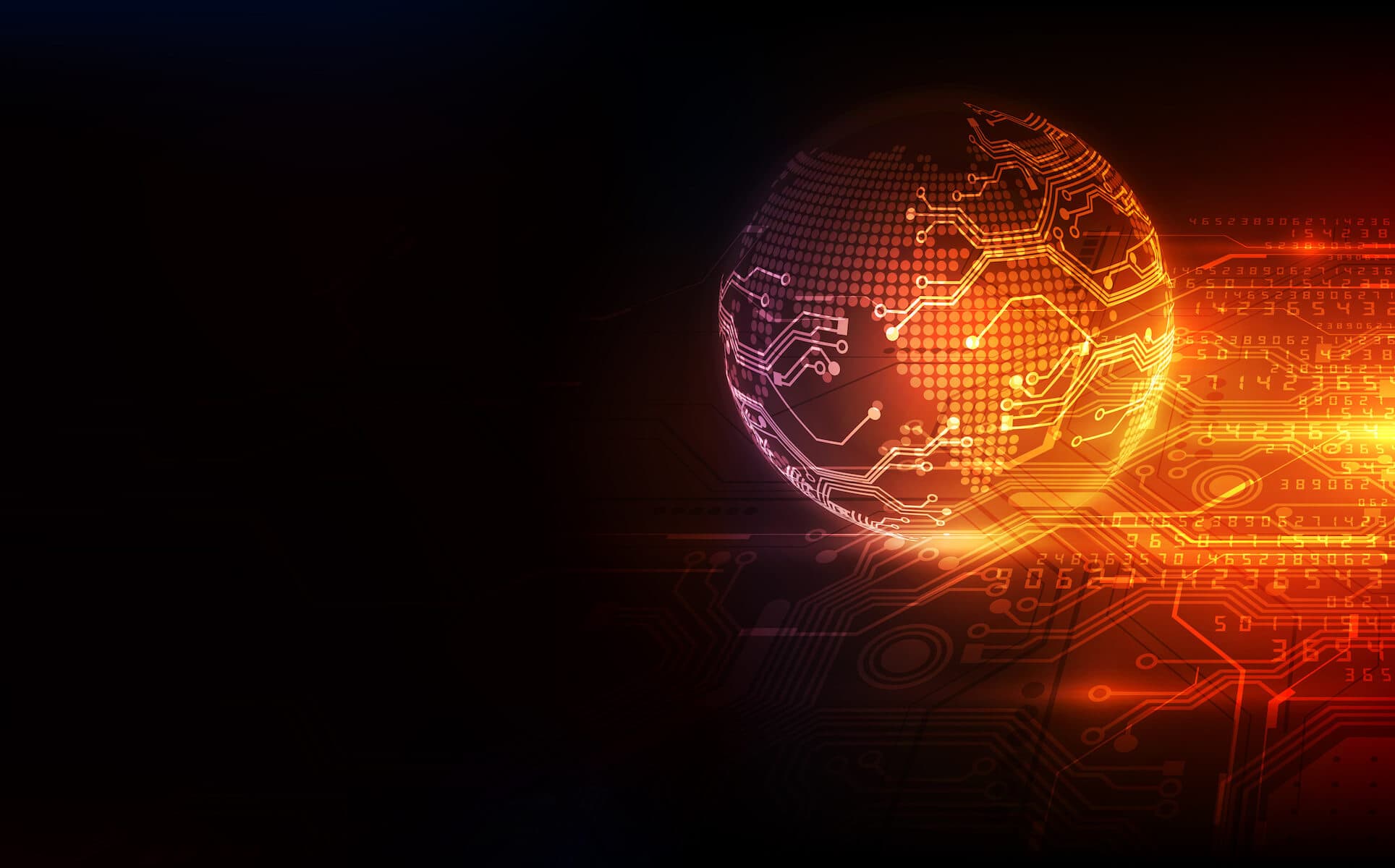 Vector globe on the digital technology background, abstract illustration